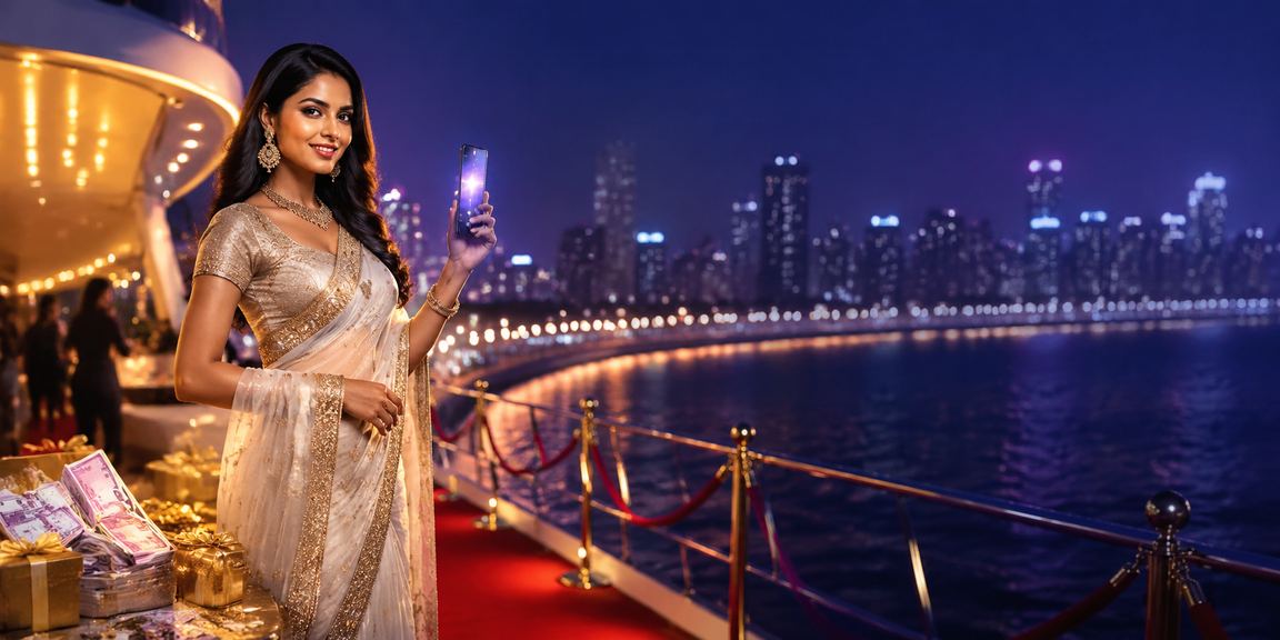 Young woman using mobile payment at Mumbai Marine Drive